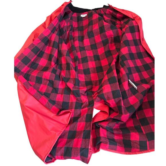 Talbots PVC red maxicoat, quilted plaid lining, retro, utilitarian, preppy - Picture 5 of 7